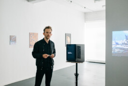 Florian Voggeneder seen during the Presentation of his Master Project in Kunstraum Goethestraße.